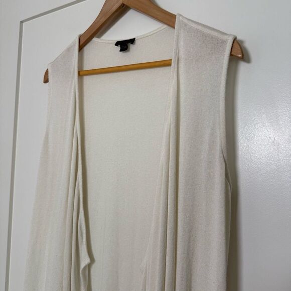 J Jill Wearever Cardigan M Cream Open Front Sleeveless Summer Beach Minimalist - Picture 2 of 11